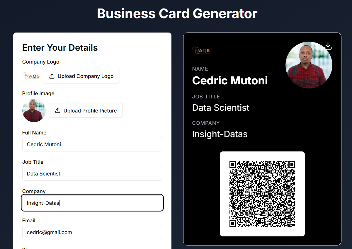 Image of Business Card QR Code Generator